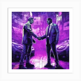 Two Men Shaking Hands Art Print