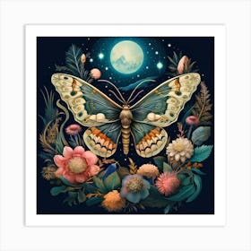 Butterfly In The Moonlight Art Print