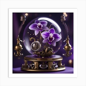 Orchid In A Snow Globe Art Print