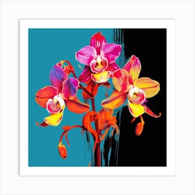 Andy Warhol Style Pop Art Flowers Monkey Orchid 3 Square Art Print