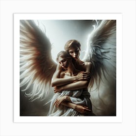 Angels hugging Art Print