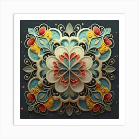 Abstract art of exotic flowers with vibrant abstract hearts in their designs, hearts, 10 Art Print