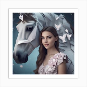 Origami Horse 2 Art Print