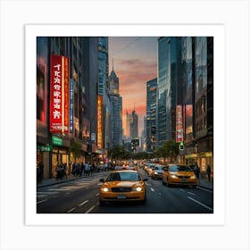 Hong Kong City At Sunset Art Print