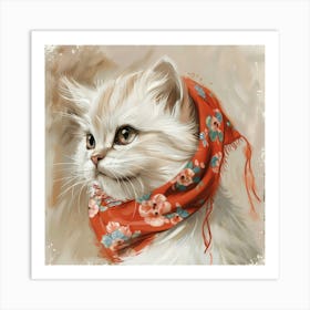 Cat With Scarf Art Print