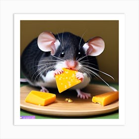 Surrealism Art Print | Mouse Holds Cheese With All Ears Art Print