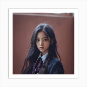 AI Jisoo In School Uniform Art Print