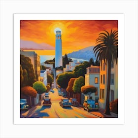 Sunset In San Francisco Art Print