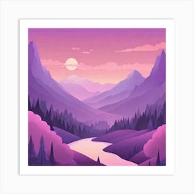 Misty mountains background in purple tone 101 Art Print