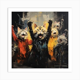 Cats On Fire attractive watercolors Art Print