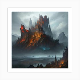 Castle Of Fire Art Print