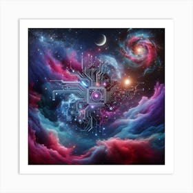 Circuit Board In Space Art Print