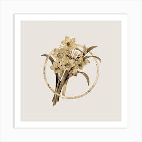 Gold Ring Chinese Sacred Lily Glitter Botanical Illustration n.0111 Art Print