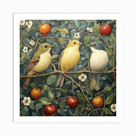 Three Birds On A Branch Art 6 Art Print