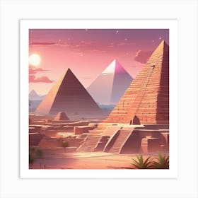 Egyptian Pyramids Pastel Landscape Art Print