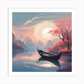 Boat On A Lake Art Print