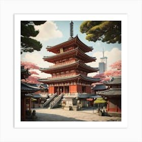 Senso Ji Temple Japan Vintage Travel Art 2 Art Print 2 Art Print