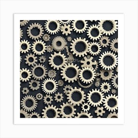 Realistic Gear Flat Surface Pattern For Background Use (62) Art Print