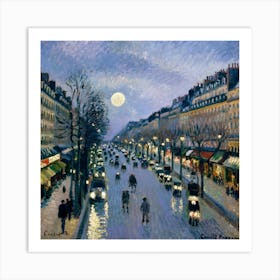 Boulevard Montmartre At Night, Camille Pissarro 4 Art Print