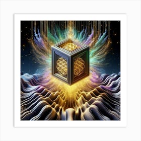 Golden Cube 3 Art Print