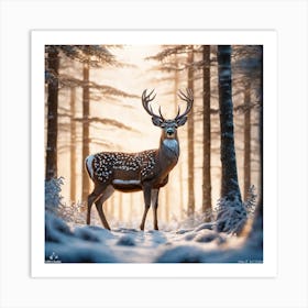 Deer In The Woods 30 Art Print