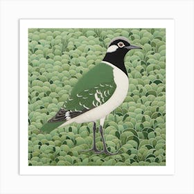 Ohara Koson Inspired Bird Painting Lapwing 2 Square Art Print