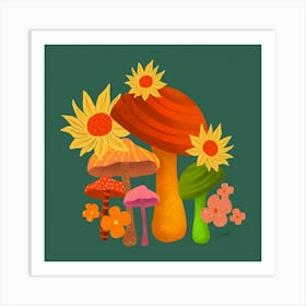 Autumn Mushrooms Art Print