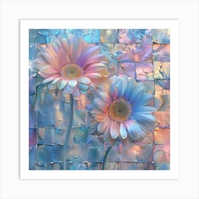 Flowers On A Brick Wall Art Print