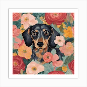 Dachshund In Bloom Art Print