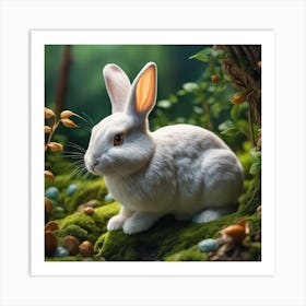 White Rabbit In The Forest 6 Art Print