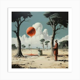 Red Balloon In The Desert Art Print