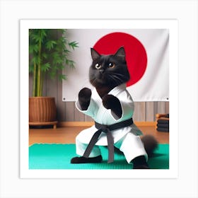 Karate Cat 4 Art Print
