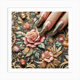 Nails And Flowers Art Print