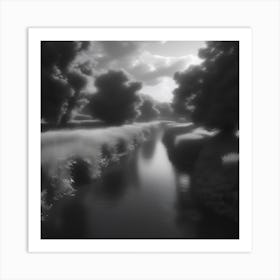 River In Black And White 2 Art Print