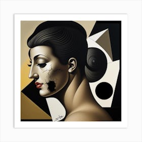 Woman With A Broken Face Art Print