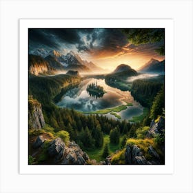 Sunrise In The Mountains Art Print