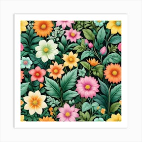 Floral Seamless Pattern 27 Art Print