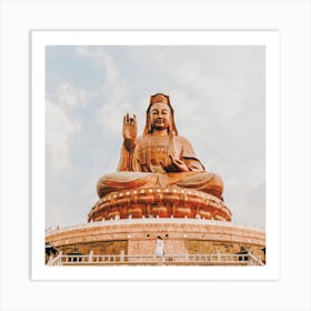 Copper Buddha Statue Square Art Print
