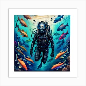 Scuba Diver Art Print