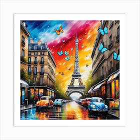 Paris With Butterflies 124 Art Print