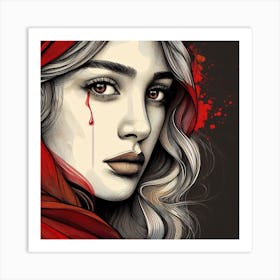 Red Riding Hood-Line Art Art Print