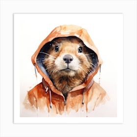 Watercolour Cartoon Prairie Dog In A Hoodie Art Print