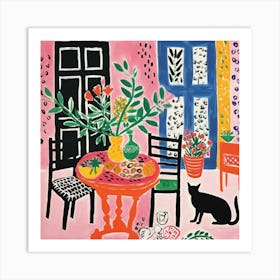 Cat In The Dining Room 5 Art Print