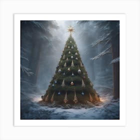 Christmas Tree In The Forest 75 Art Print