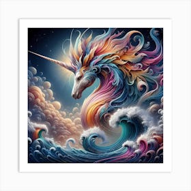 Unicorn In The Ocean Art Print