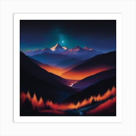 Night In The Mountains Art Print