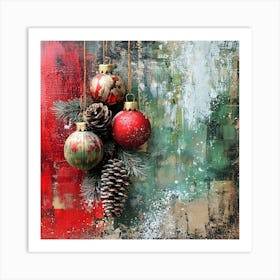 Intage Christmas Mixed Media 3 Art Print