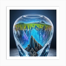 Glass Vase With Mountains Art Print