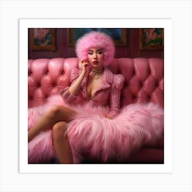 Pink Haired Woman Art Print