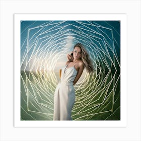 Firefly Graceful Woman With Noble Elegance And Geometric Dreamscape 58629 (2) Art Print